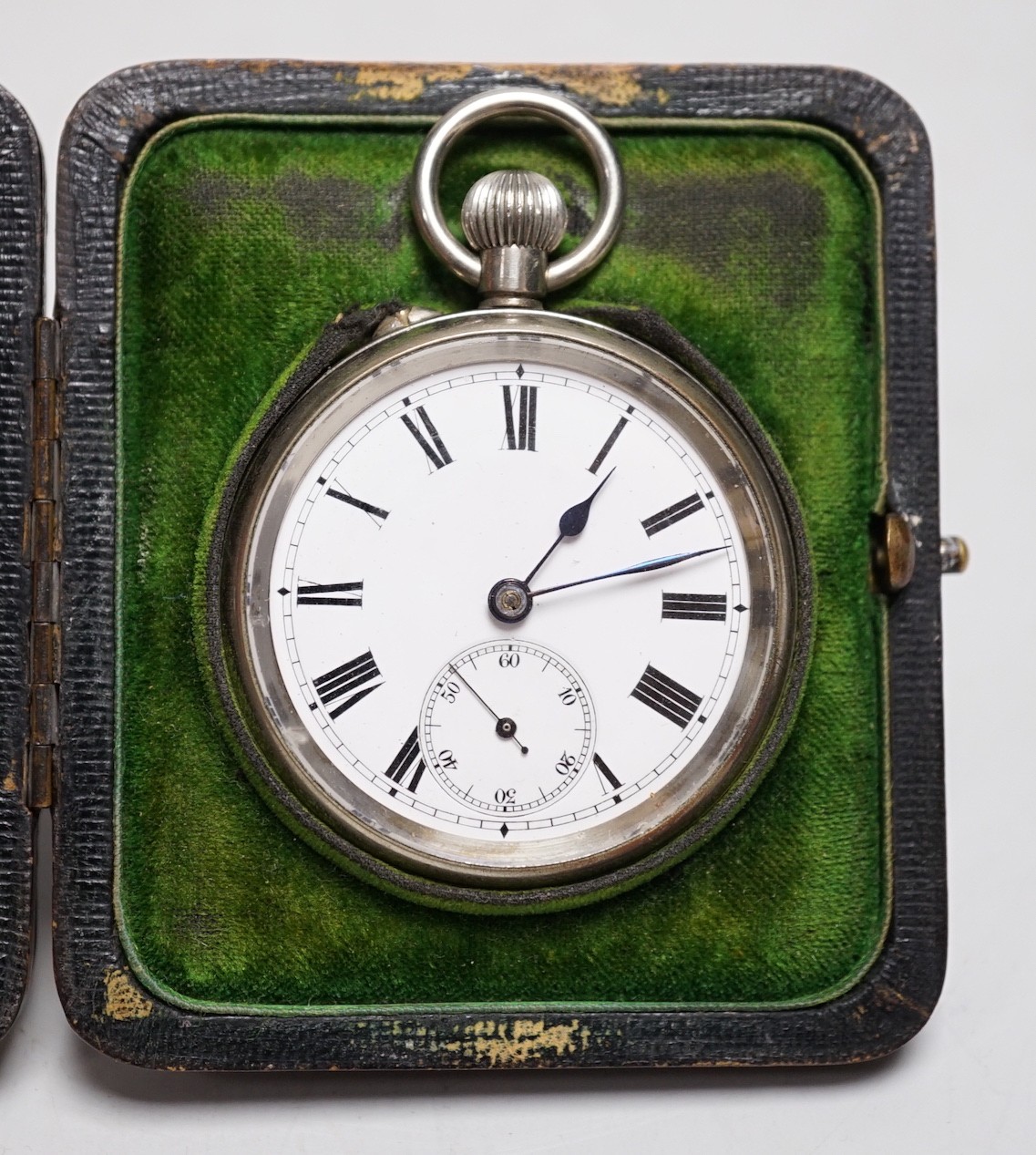 A tortoiseshell hallmarked silver pocket watch holder